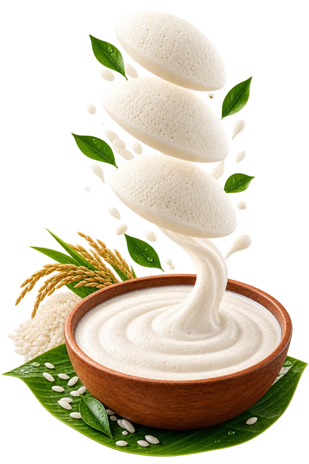 Soft idlis and creamy fresh batter in a bowl